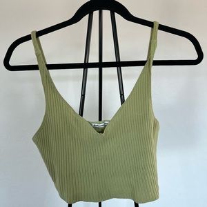 Reformation Olive Green Ribbed Crop Top